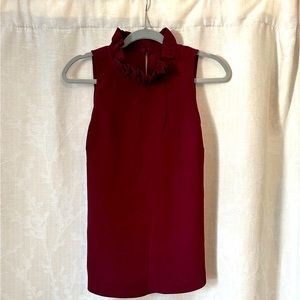 J.Crew Sleeveless Tank-Shirt Maroon with detailed collar